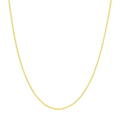 Curata 14k Yellow Gold 0.8mm Diamond Cut Cable Chain Necklace (Spring Ring)