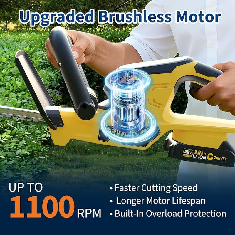 Electric Cordless Hedge Trimmer, Handheld Bush Trimmers for Gardening, Lawns