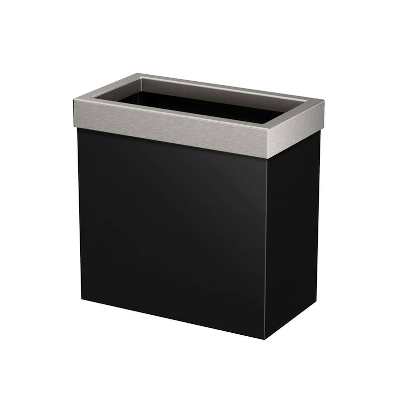 Gatco 11-1/4" Stainless Steel Rectangular Waste Basket - Matte Black / Satin Nickel
