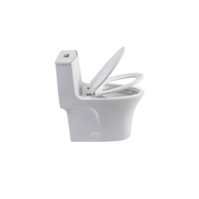 1.1/1.6 GPF Tornado Flush One-Piece Toilet Elongated, Siphonic S-trap 12",Button on Tank top,Chair Seat ADA Height 17"