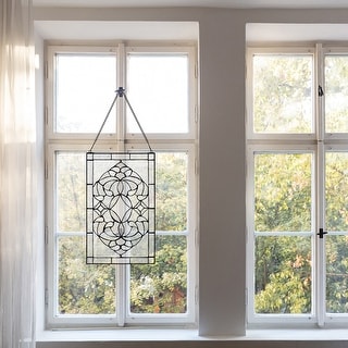 River of Goods 20-Inch Floral Clear Glass Window Panel - 12" x 0.25" x 20"