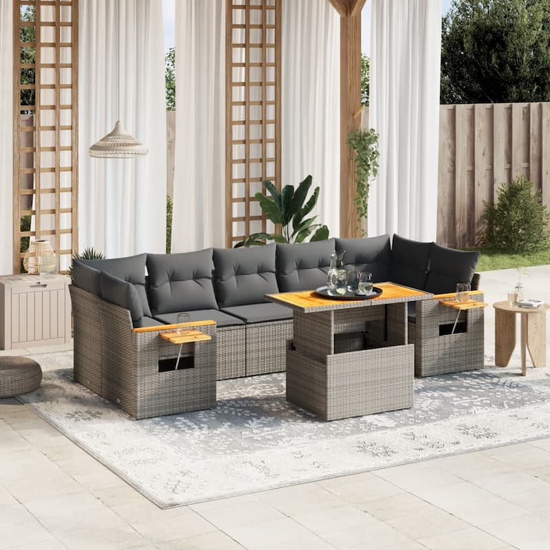 vidaXL Garden Sofa Set Grey - 21.7 x 39.4 x 28.7