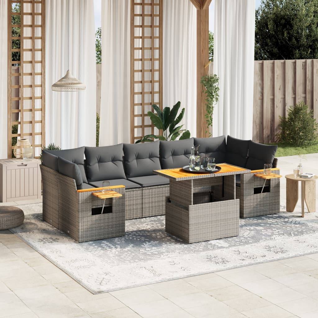 vidaXL Garden Sofa Set Grey - 21.7 x 39.4 x 28.7