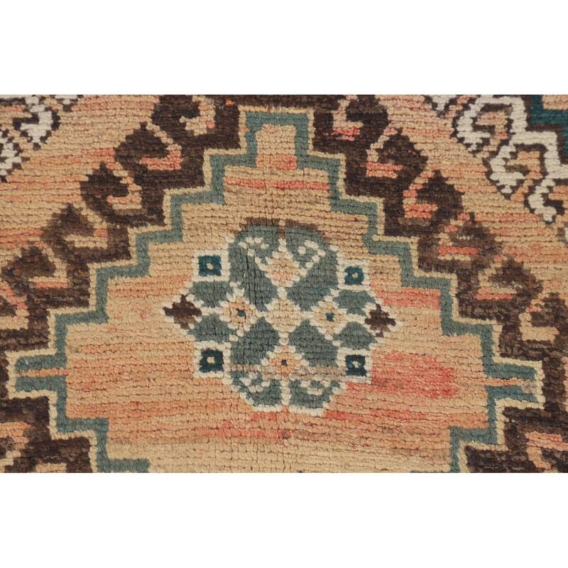 Orange Geometric Bakhtiari Persian Vintage Rug Handmade Wool Carpet - 5'0" x 10'0"