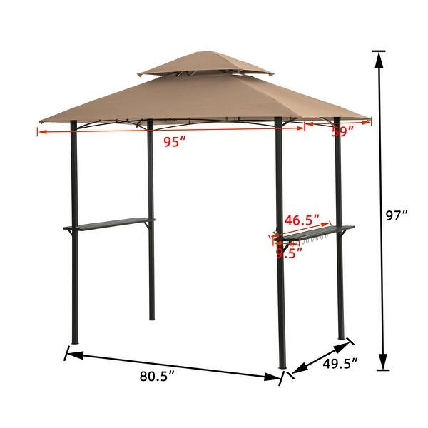Outdoor Grill Gazebo With Light 8 x 5 Ft Shelter Tent Bed Bath