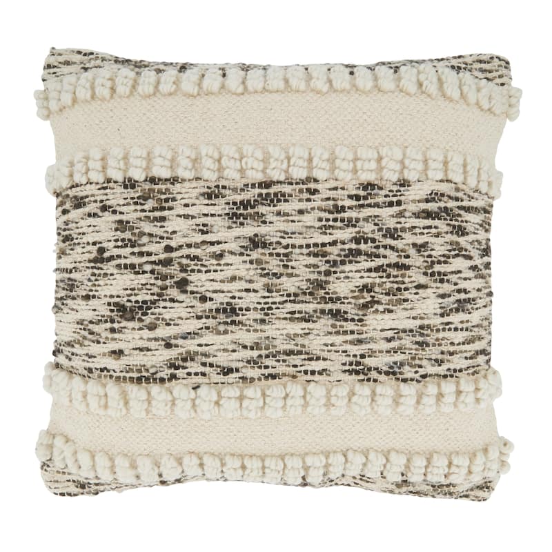 Throw Pillow With Woven Textured Design - Feather Down