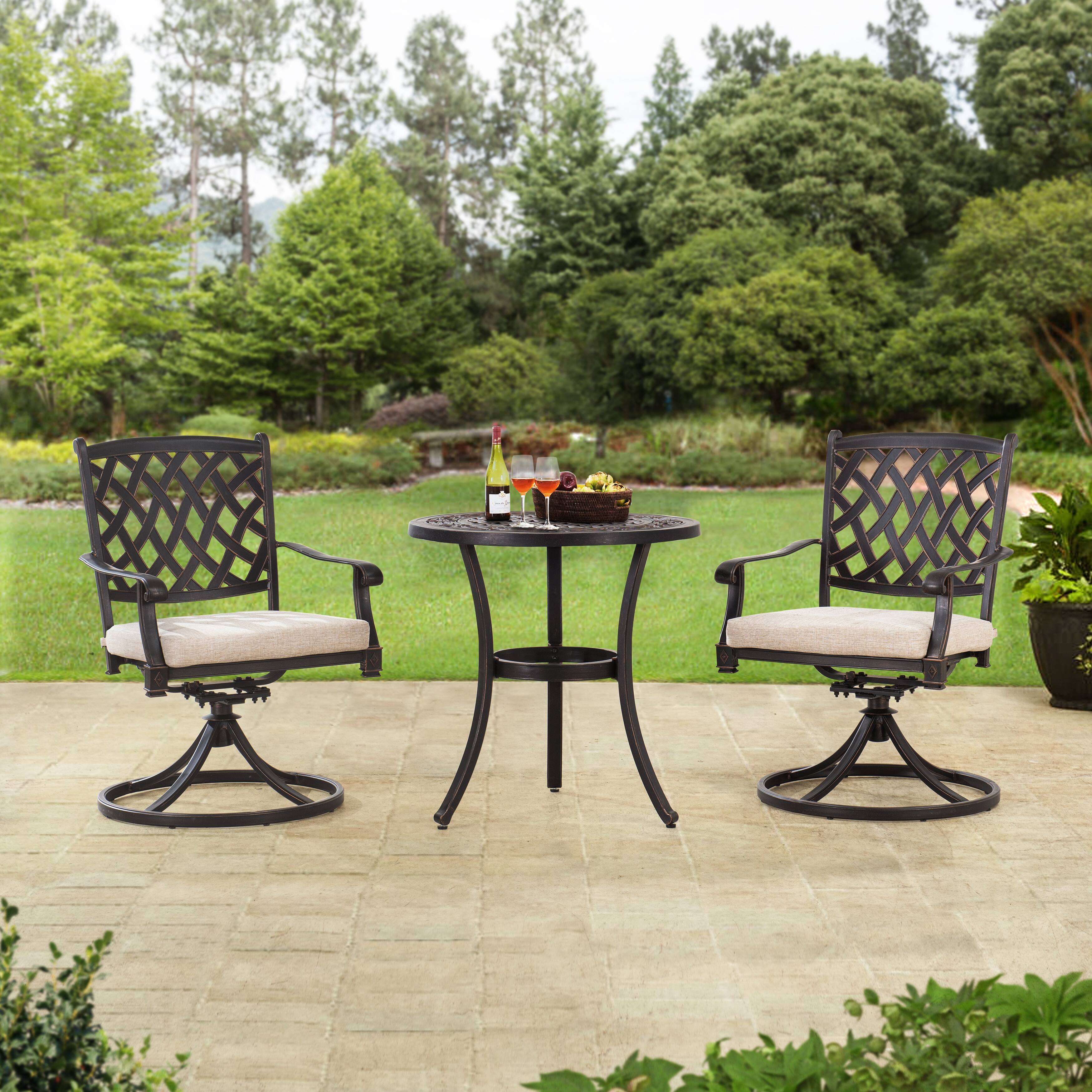 Sunjoy Cahill 3 Piece Bistro Set In Beige Cushion Sunjoy Cahill 3 Piece Bistro Set