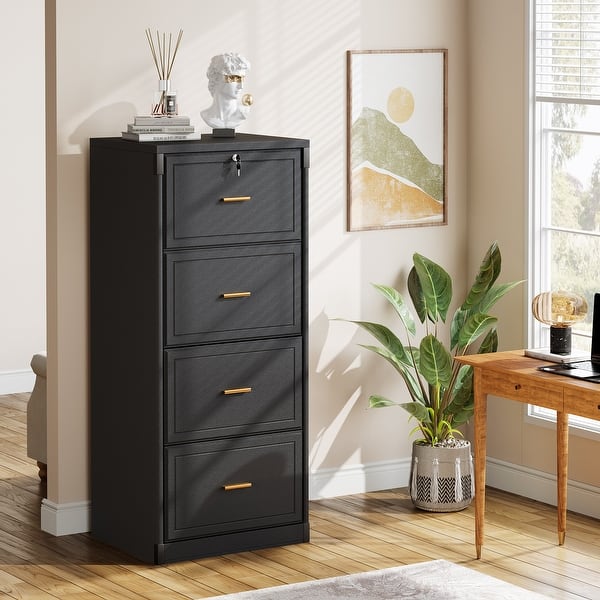 slide 2 of 35, 4-Drawer Vertical File Cabinet with Lock for A4/Letter/Legal Size Black