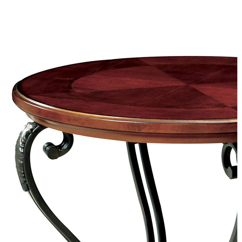 May End Table Transitional Style, Brown Cherry Finish - 26.5 H x 28 W x 28 L Inches