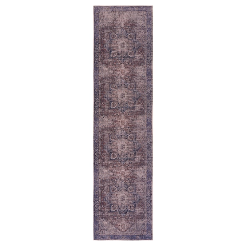 LOOM & LUXE Collection Cream/Beige/Medallion Non-Shedding Area Rug - 120" D x 30" W x 0.14" H