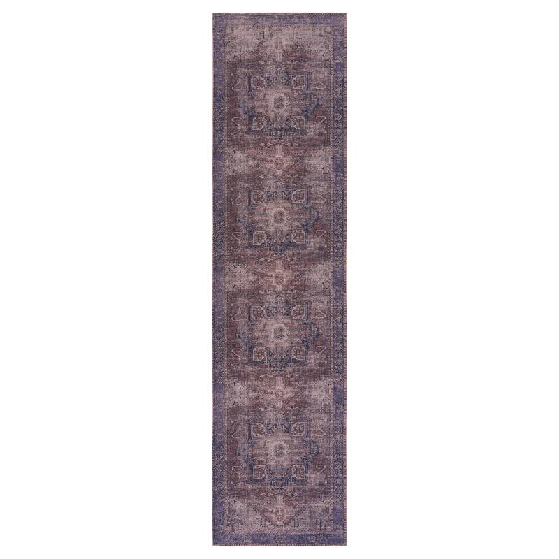 MAVAL Burgundy Washable Rug 2'6'' x 10' Non-Shedding Runner Rug - 120" D x 30" W x 0.14" H