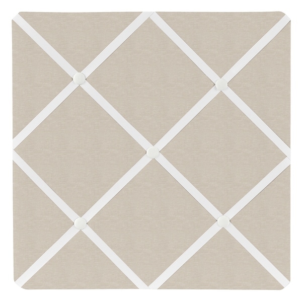 slide 2 of 3, Boho Bohemian 13in Fabric Memory Photo Bulletin Board - Neutral Ivory Beige Tan Taupe Woodland Farmhouse Botanical Floral Linen