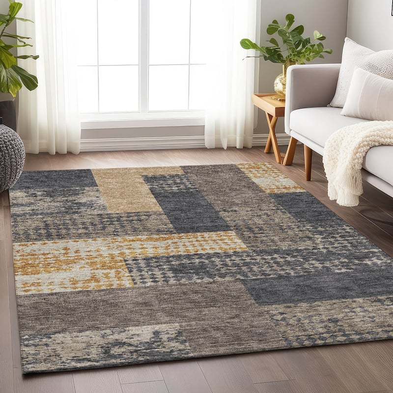 Premium Washable Super Soft Casual Geo Mayfield Rug - Coffee - 5' x 7'6"