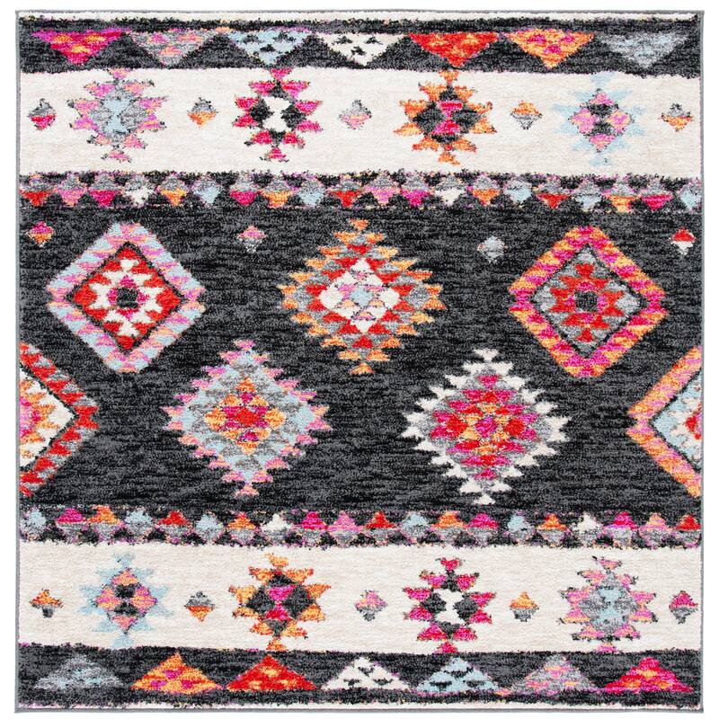 SAFAVIEH Adirondack Jonne Moroccan Boho Rug - 6' Square - Black/Red