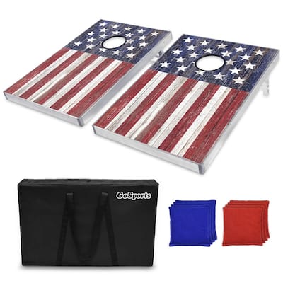 GoSports American Flag Cornhole Bean Bag Toss Game Set (8 Bags per Pack), 3 x 2-Feet