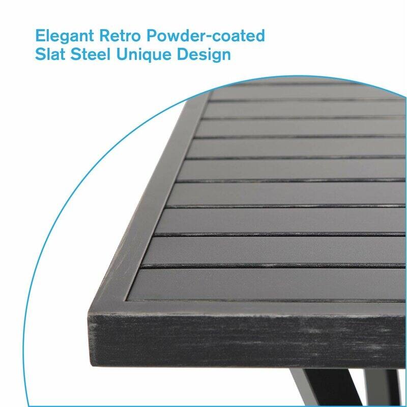 Outdoor Patio 31" Square Height Bar Table with Umbrella Hole - 36" Height Coating Old Craft