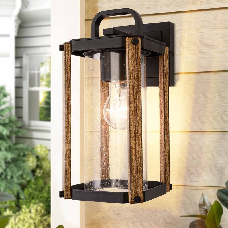 Outdoor Wood Grain Porch Light - Yellow