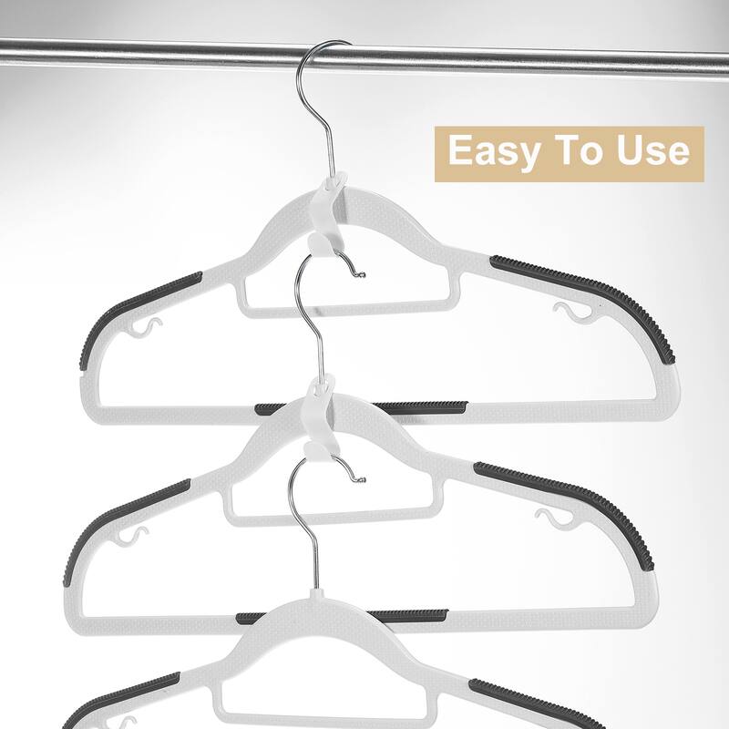 100Pcs Clothes Hanger Connector Hooks, Plastic Hooks Hanger Extension Hook, White - 49mmx16mm/1.93"x0.63"