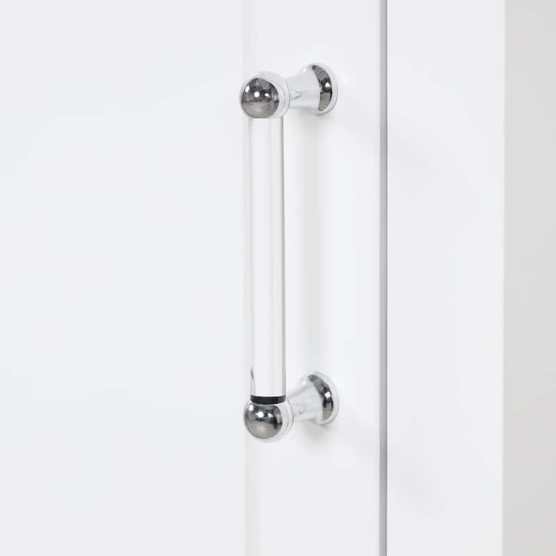 68" Tall Wood 1-door Bathroom Cabinet in White with Drawers and Adjustable Shelf