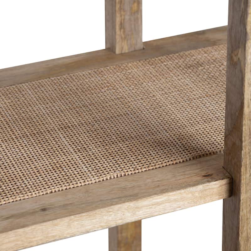 78.25 in. Tan Solid Wood 5 Shelf Etagere