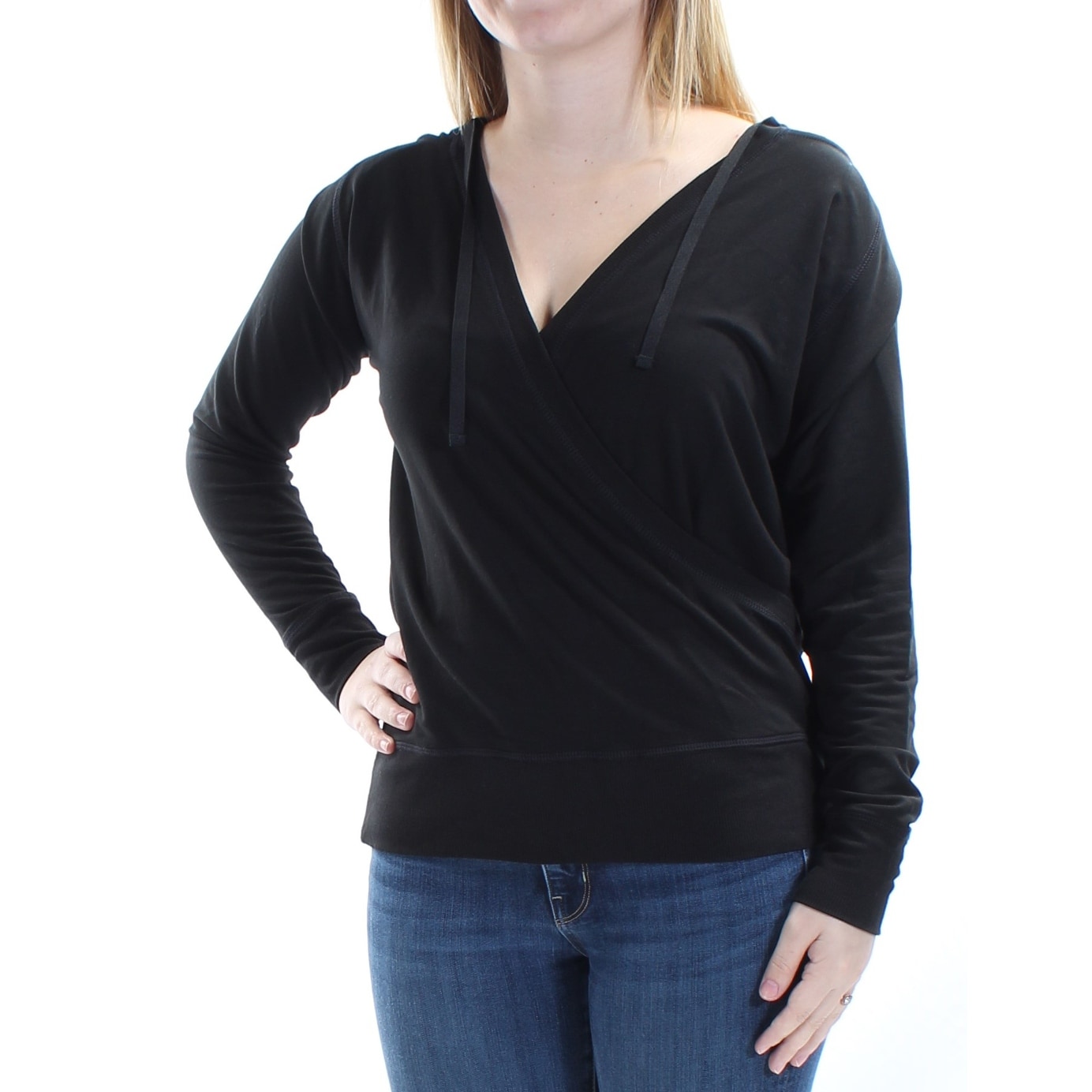 womens black wrap sweater