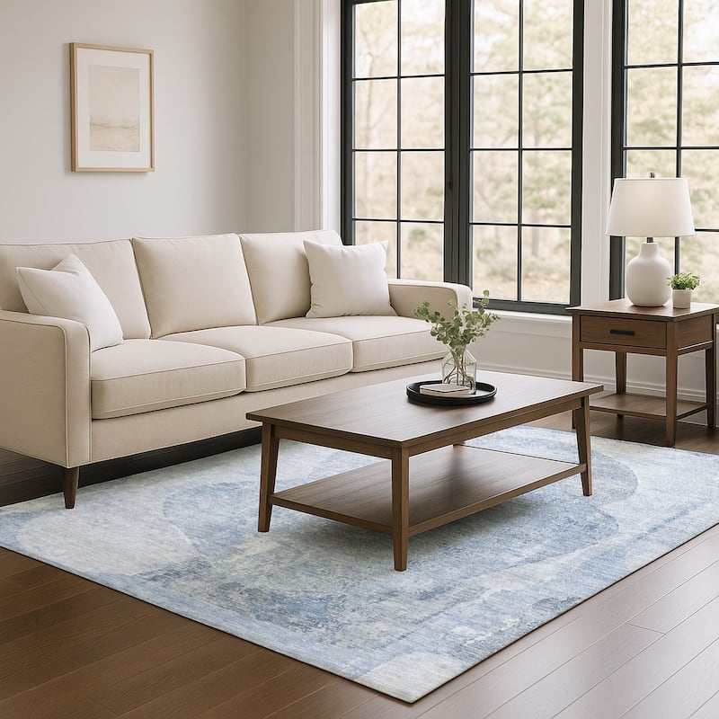 Premium Washable Super Soft Abstract Modern Mayfield Rug - Sky - 2'6" x 3'10"