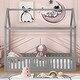 preview thumbnail 15 of 26, House-Shaped Twin Size Wooden Platform Bed with Roof,Fence and Door Gray