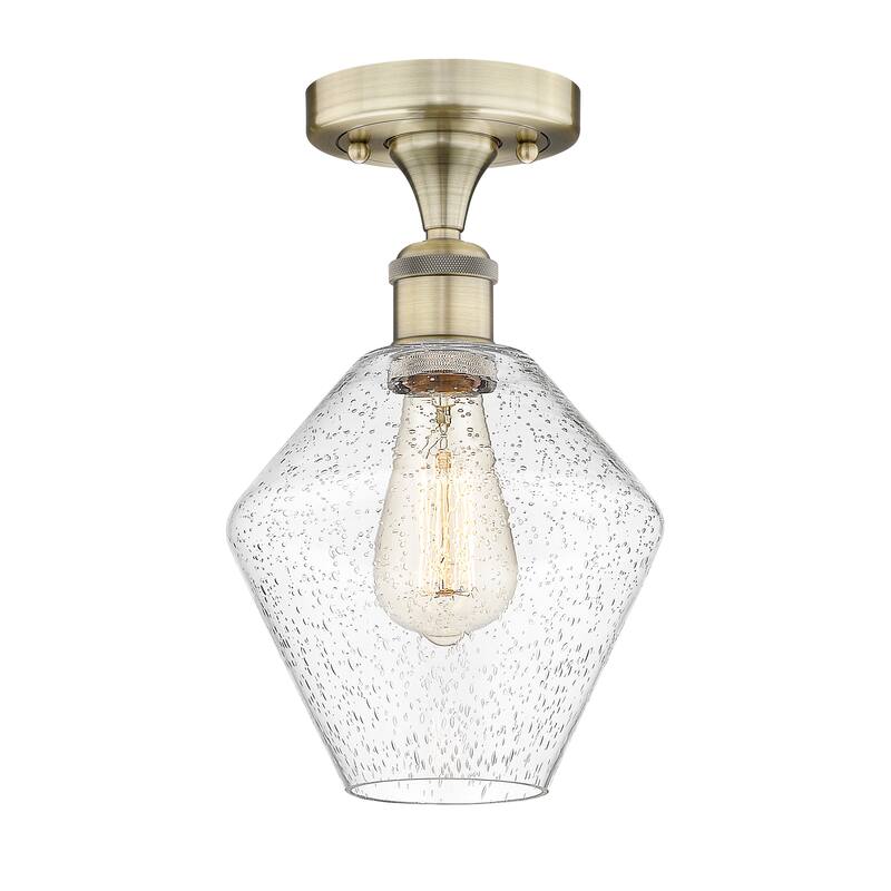 Innovations Lighting Cindyrella - 1 Light 8" Semi-Flush Mount - Antique Brass/Seedy