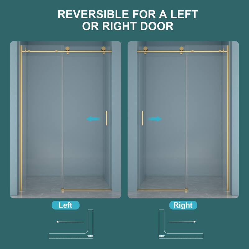 48"W x 76"H Single Sliding Semi-Frameless Shower Door - 48'' x 0.32'' x 76''