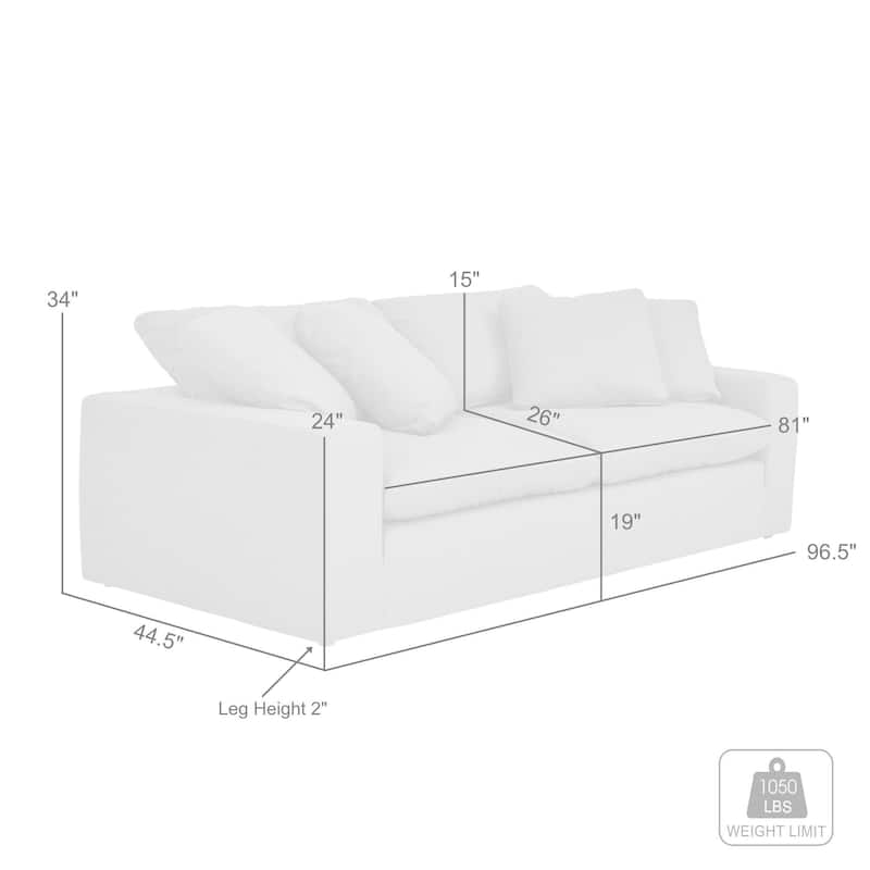 Liberty 96.5" Upholstered Cloud Sofa Couch with Slipcover