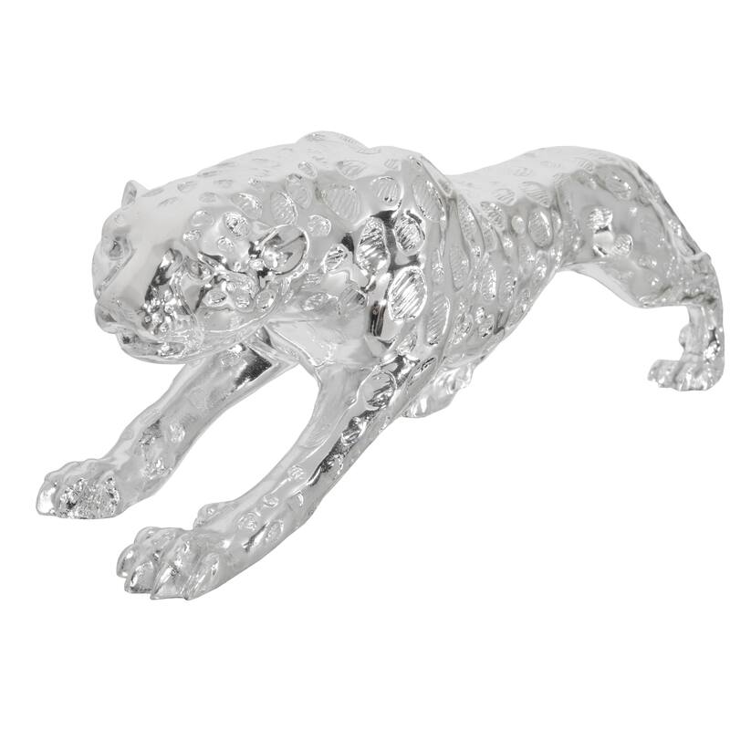 Standing Silver Leopard Large 31 Inches Long