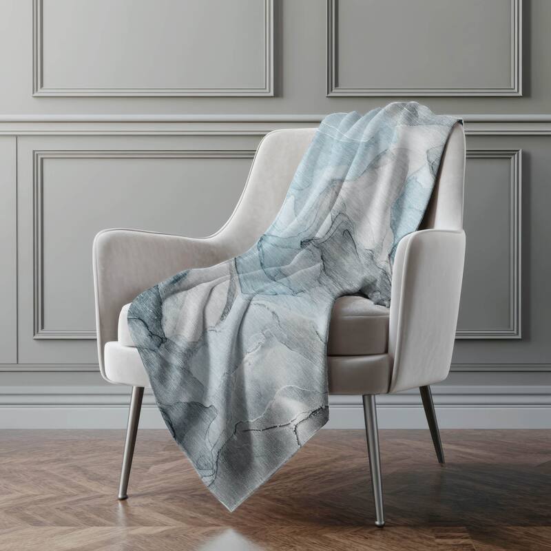 Premium Machine Washable Abstract Contemporary Sherpa Throw Blanket - Teal - 4'2" x 5'10"