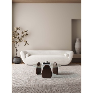 Manhattan Comfort Artesia Glass Top Wood Coffee Table