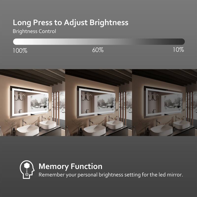QuivaraView LED lights Frameless Wall Mounted Bathroom Vanity Mirror