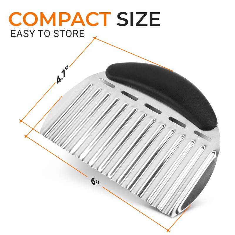Cheer Collection Large Crinkle Cutter Stainless Steel Wavy French Fry and Vegetable Slicer