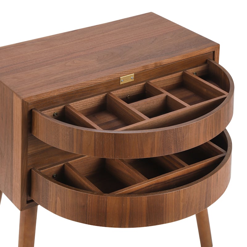 Christopher Knight Home - Araminta Rattan-Panel Nightstand in MDF with Layered Flip Storage