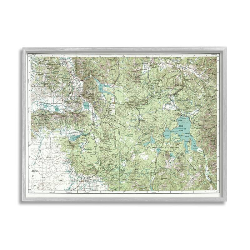 Stupell Yellowstone National Park Continental Divide Map Forest Geography Framed Wall Art