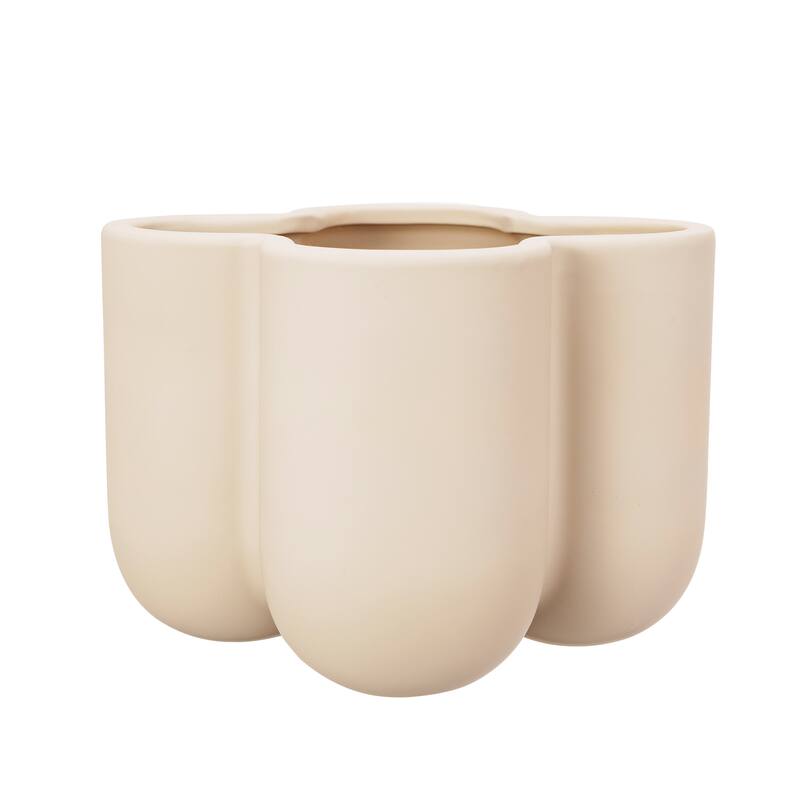 Stoneware Planter with Latex Glaze - 6.7"L x 6.7"W x 5.5"H - 6.7"L x 6.7"W x 5.5"H - Tan