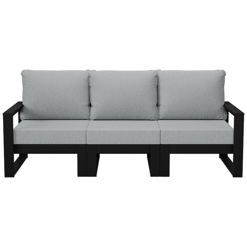 Endless Outdoor Patio Sofa with Black Frame - Black/Light Gray