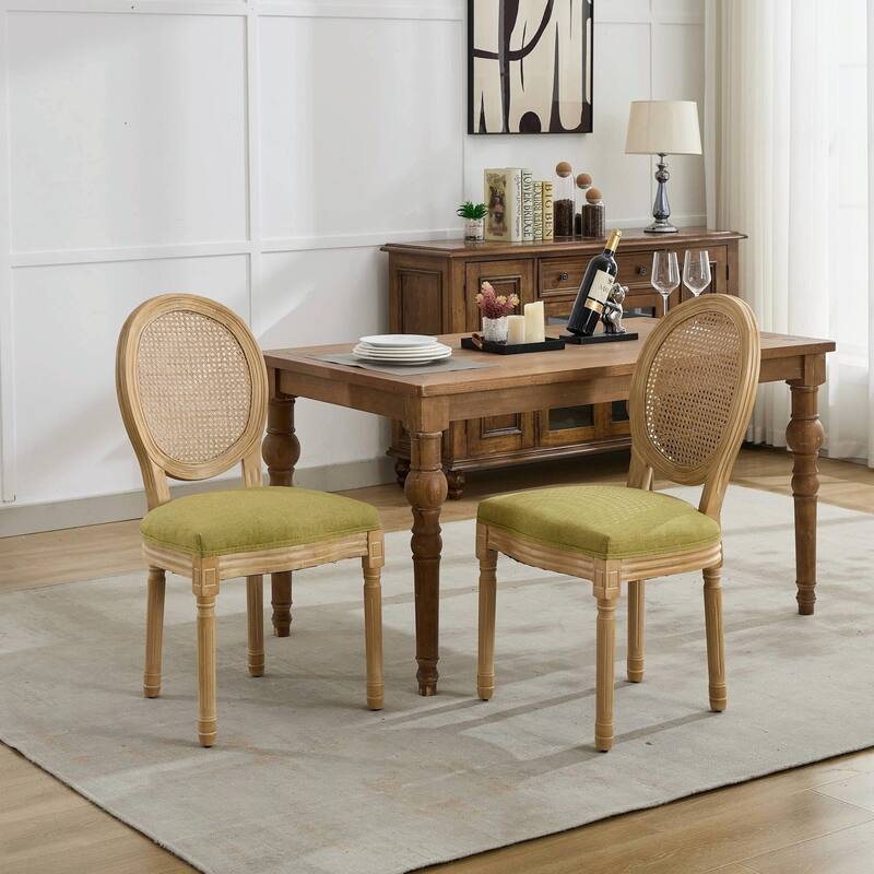 Set of 2 French Style Dining Chairs with Solid Wood Frame