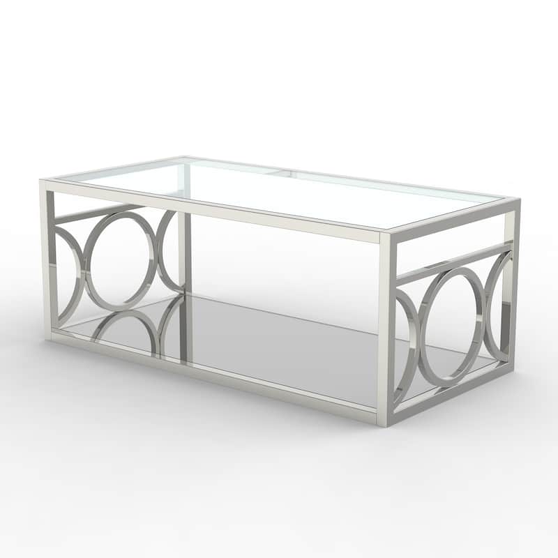 47" L Metal and Tempered Glass Modern Rectangle Coffee Table - 47.25"L X 23.5"W X 18.5"H