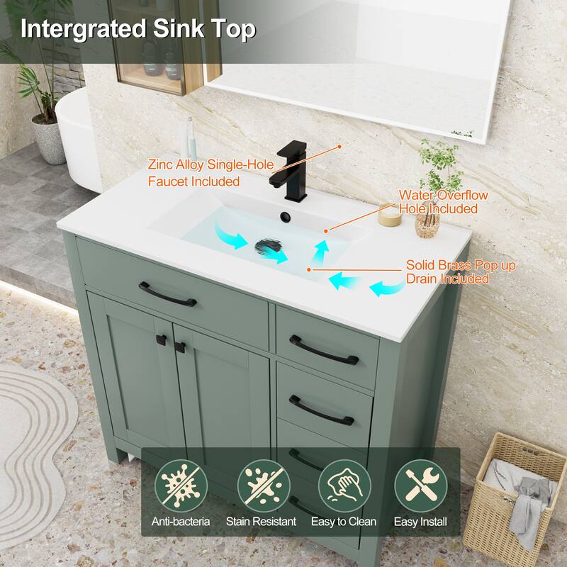 Modern Bathroom Vanity with Sink & Faucet Storage Cabinet Set