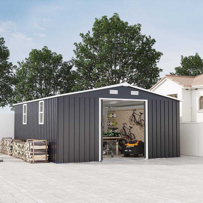 10*12ft 0.25mm Steel Plate, Surface Protective Film, Two Daylight Windows, Two Colors Can Be Freely Selected Storage Sheds