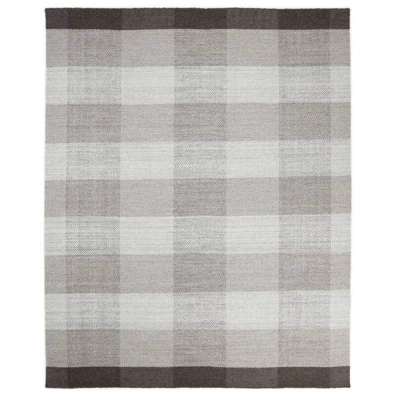Overton Handmade Modern Contemporary Checkered Area Rug - 5' 0" x 8' 0" - Brown