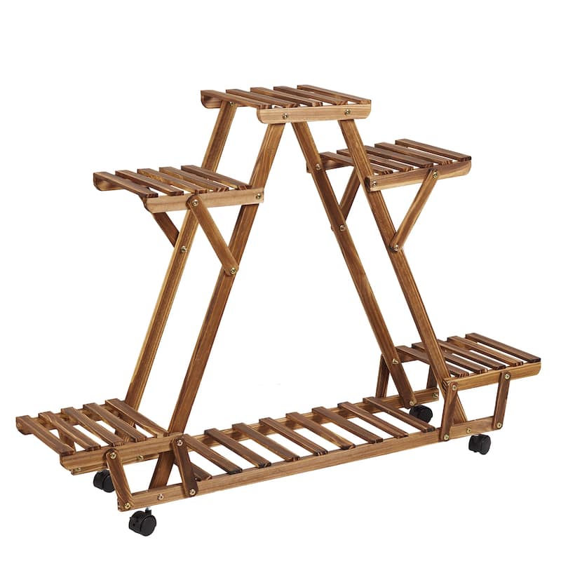Triangular Plants Stand 32 inch Tall Shelf with Wheels