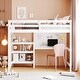 preview thumbnail 2 of 10, Full Size Wood Loft Bed with Shelves, Desk and Board, White
