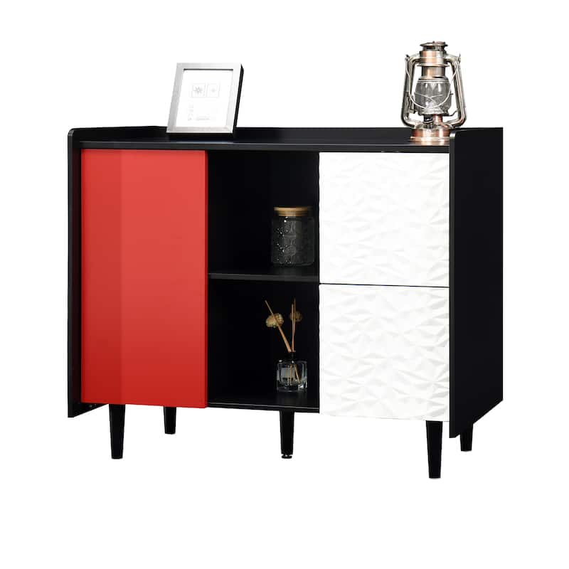 Sideboard Buffet Cabinet with 2 Drawers, Coffee Bar Cabinet with 2 Open Storage Compartment, Accent Cabinet with Metal Legs