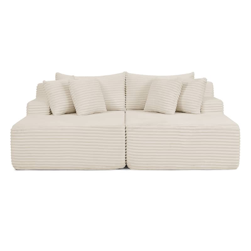 Lazy Couch Chaise Lounge No Frame Loveseat Sofa with Sponge Filling
