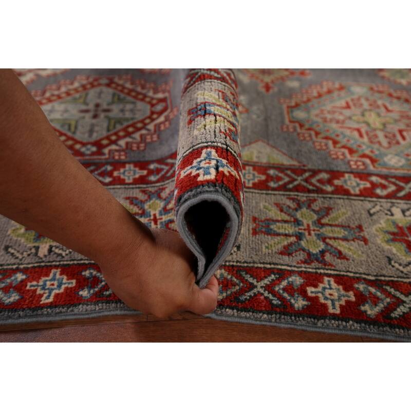 Traditional Gray Kazak Oriental Area Rug Handmade Wool Carpet - 5'8" x 8'0"