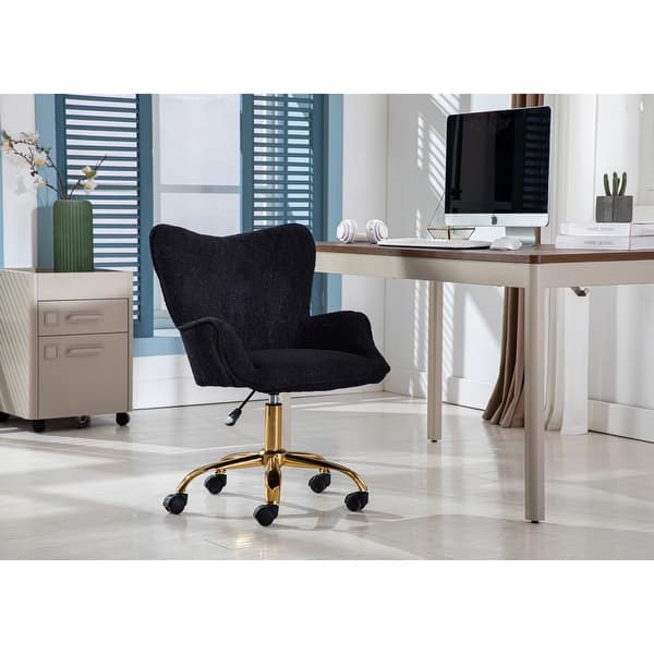 slide 2 of 20, Porthos Home Tyra Swivel Office Chair, Teddy Fabric, Gold Chrome Legs
